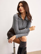 Casual Button Lapel Knit Top